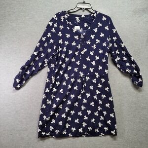 Gap Women Dress Large Blue Knee Length Shift Bow Allover Print‎ Cinched Waist